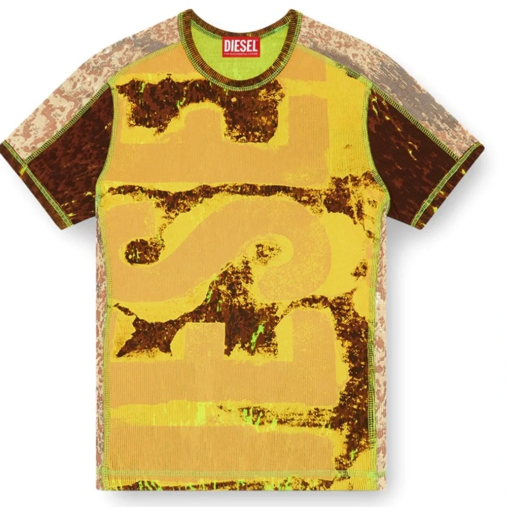Diesel Ribbed T-shirt with abstract print | Multicolor | Small, NWT
